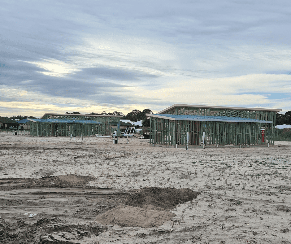 Two homes under construction at Edenlife Australind.