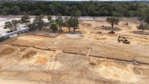 Trenching works underway at Edenlife Byford, with Thomas Road in the background