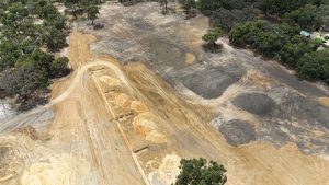 Aerial view of trenching works